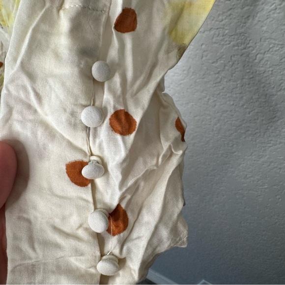 Free People Date Night Mini Dress Sunshine Combo Polka Dot Long Sleeve - Picture 5 of 8